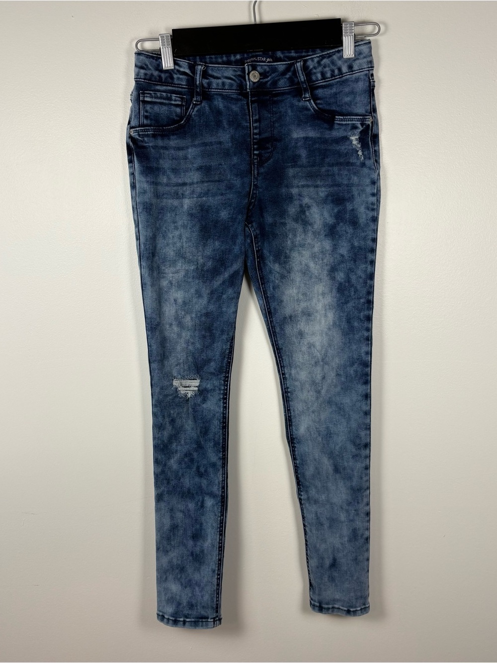 Imperial Star Girls Blue Jeans Size 16 Cotton Blend Distressed Adjustable Waist